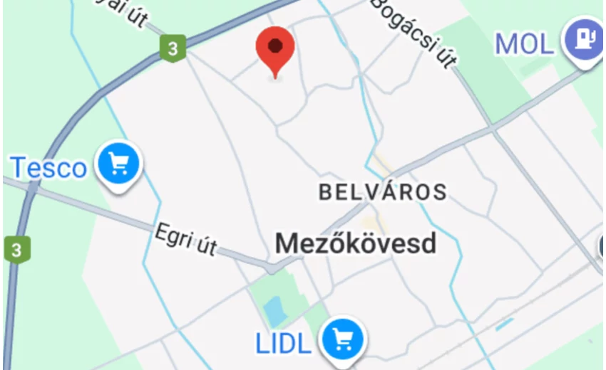 Térkép, amely az fizikai üzletet és környékét mutatja.